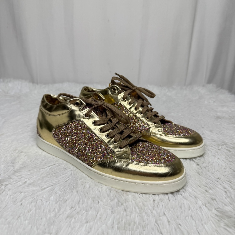 Jimmy Choo Gold and Multicolor Sneakers